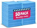 TEAWOO Blue Microfiber Towels Bulk-50 Pack, Cleaning Cloths