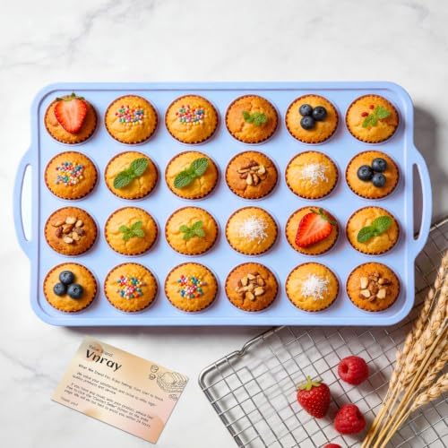 Mini Silicone Muffin Pan with Frame Non Stick Cupcake Tin Baking Mold
