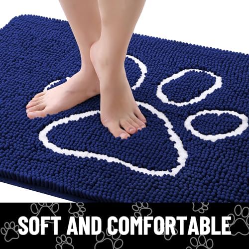 Smiry Dog Door Mat for Muddy Paws, Absorbent Non Slip Dirt Trapper, 24x16