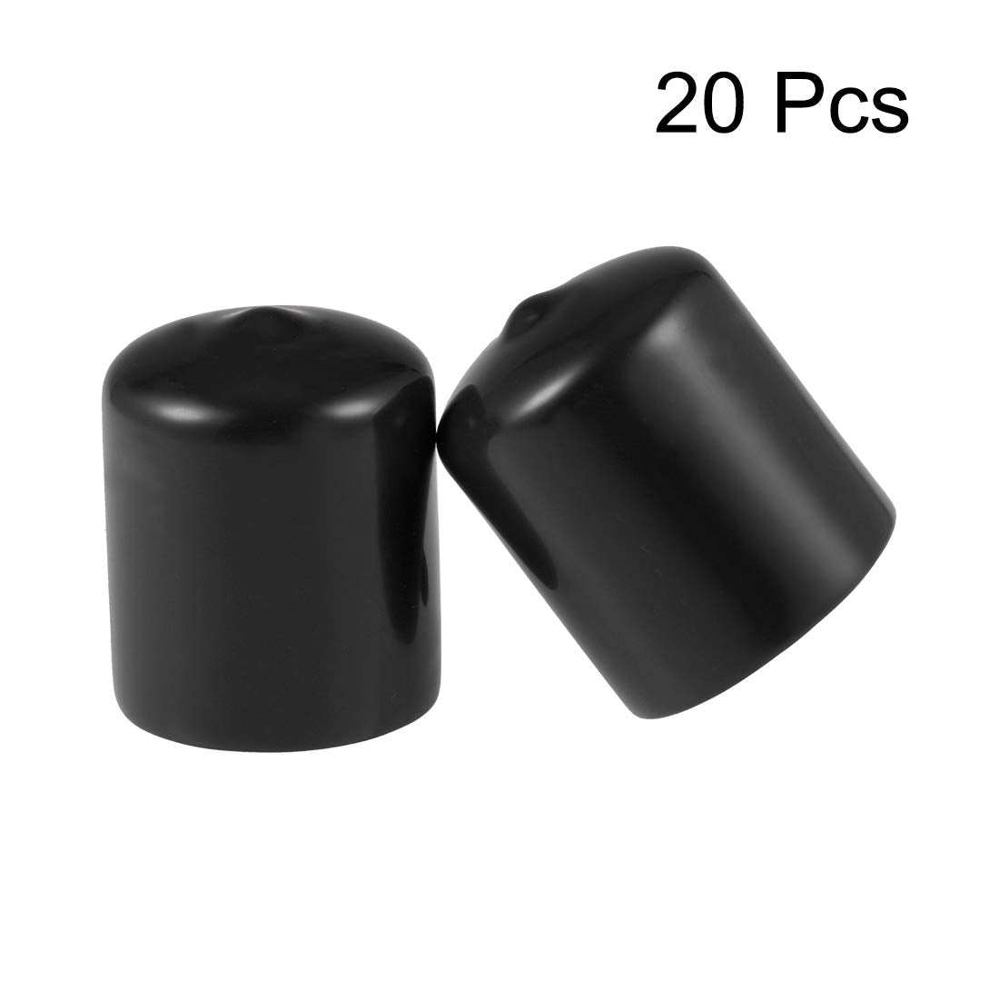 20pcs Rubber End Caps 27mm ID Vinyl Round Tube Bolt Cap Cover Thread Protectors Black (20 Count)