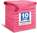 TEAWOO 10 PCS Pink Microfiber Cleaning Cloths, Assorted Cleaning Rags