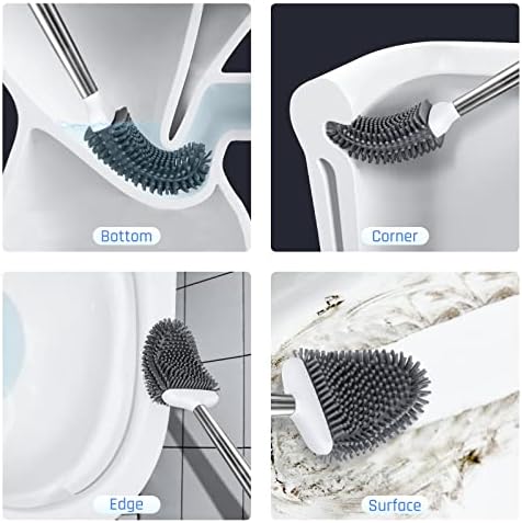 Sellemer Silicone Toilet Brush, Ventilation Slots Base Holder 3 Pack, White