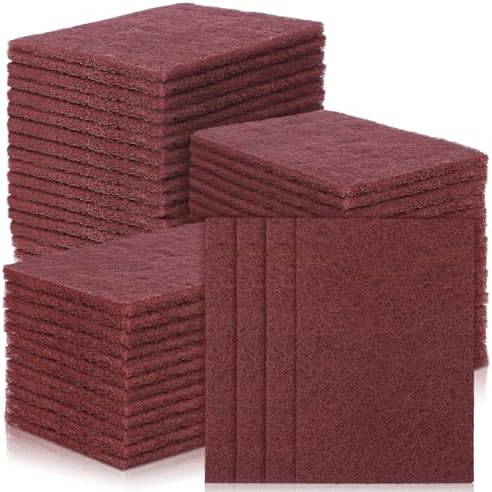 100 Pcs Red Scuff Pads 6x9 Inch Abrasive Hand Sanding Non-Woven