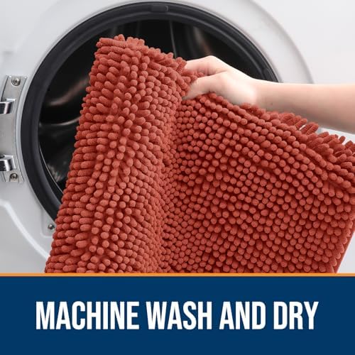OLANLY Dog Door Mat for Muddy Paws 47x24, Super Absorbent Chenille Mud Mat