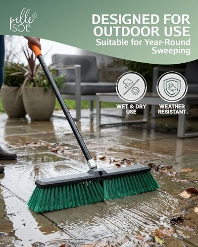 Pelle & Sol 60cm Garden Broom - Yard Brush with Telescopic Handle - Floor Scrubber & Garden Broom for Outdoor Use - Shower Scrubber, Outdoor Broom for Decking, Pathways & Driveways