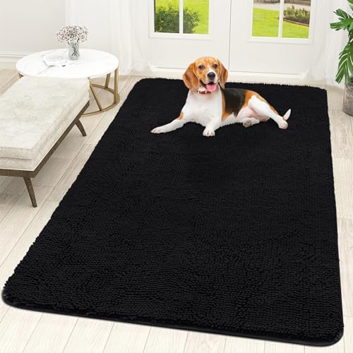 OLANLY Dog Door Mat for Muddy Paws 59x35, Super Absorbent Chenille Mud Mat