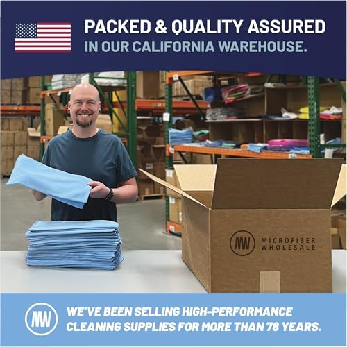 MW PRO Microfiber Cleaning Cloths Orange (12 Pack, 12x12) - Commercial Janitorial Towels & Lint Free Rags - Heavy Duty for Auto Detailing, Glass Windows, Housekeeping & Screens - Washable 300+ Times