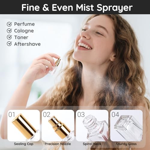 Segbeauty 80pcs 0.1oz Empty Mini Spray Bottle, Mini Perfume Travel Refillable Atomizer Sprayer, Bulk Perfume Atomizer with Transfer Tool, 3ml Small Fine Mist Travel Cologne Sprayer Bottle Fragrance