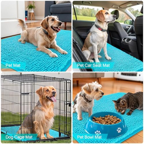 OLANLY Dog Door Mat for Muddy Paws 47x20, Super Absorbent Chenille Mud Mat