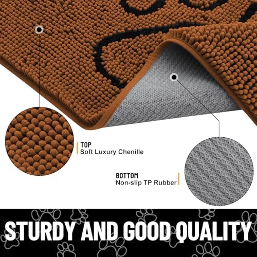 Smiry Dog Door Mat for Muddy Paws, Absorbent Non Slip Dirt Trapper, 30x20
