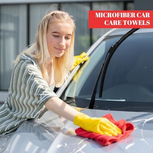 Nuenen Car Microfiber Clean Cloths, Red, 16 x 16 Inch, 60 Pcs