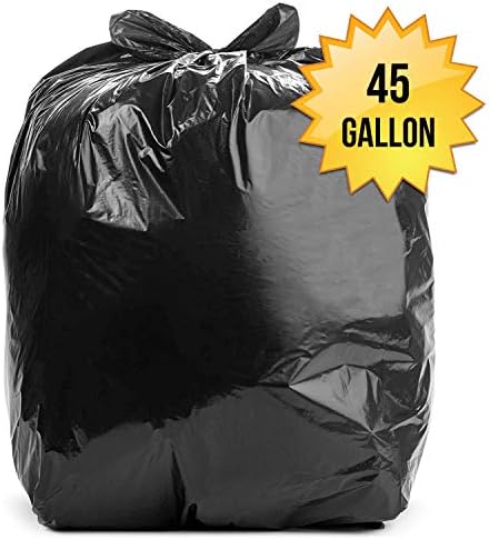 Aluf Plastics 45 Gallon 1.7 MIL (eq) Black Heavy Duty Trash Can Liners - 40" x 47" - Pack of 100 - For Contractor, Industrial, & Commercial