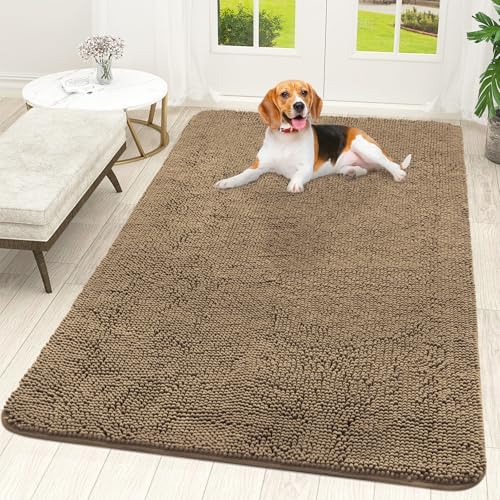 OLANLY Dog Door Mat for Muddy Paws 59x35, Super Absorbent Chenille Mud Mat