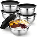 Beasea Mixing Bowls Set of 5, 3.4 QT Unbreakable Stainless Steel Mixing Bowls with Lids for Kitchen, Prepping, Food Serving, Storing, Nesting Metal Baking Bowl with Lid for Bread Dough, Cream, Batter