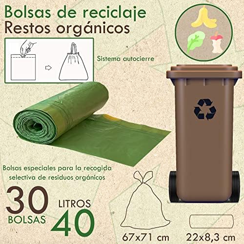 WellHome Organic 120 Self-Seal Bin Bags 40L Capacity Each, Polyethylene, 64 x 71 cm / 40-50 Litres