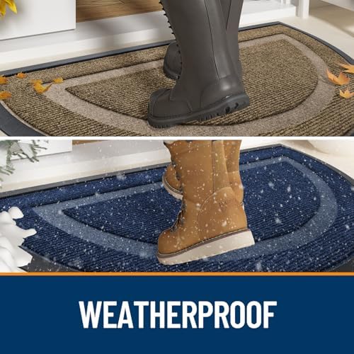 OLANLY Half Circle Front Door Mat Outside 29.5x17 All-Season Rubber Doormat