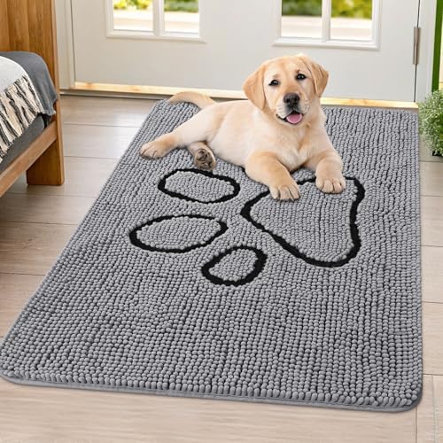 Smiry Dog Door Mat for Muddy Paws, Absorbent Non Slip Dirt Trapper, 40x32