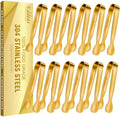 EDDEAS 12 PCS Small Serving Tongs, 4.3" Mini Gold Tongs, Gold Kitchen Tongs for Serving Food, Coffee Bar, Tea Party, Desserts Party and Ice Bucket