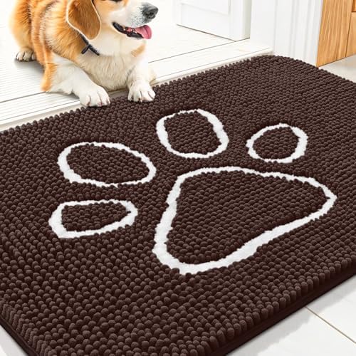 Smiry Dog Door Mat for Muddy Paws, Absorbent Non Slip Dirt Trapper, 30x20