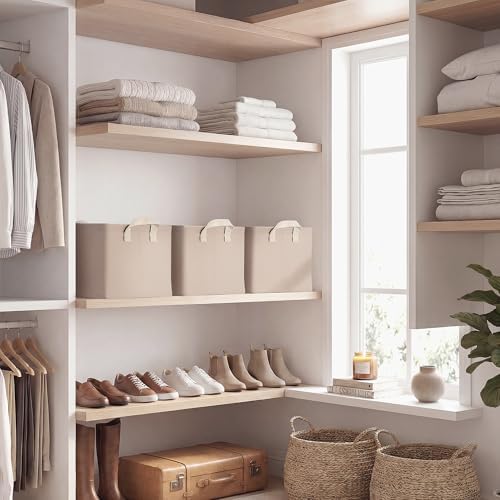 StorageWorks Fabric Storage Bins, Closet Bins, Light Brown, 2-Pack