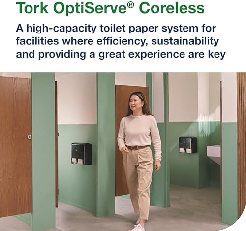Tork OptiServe 4-Roll Coreless Toilet Paper Dispenser Black T7, Vertical Dispenser, Elevation Design, 558052