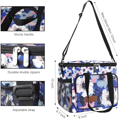 Femuar Lunch Bags for Women/Men, Insulated Lunch Bag for Work Office - Lunch Cooler Bag Leakproof Lunch Box with Adjustable Shoulder Strap - Ink foral