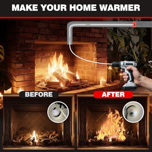 33 Feet Chimney Sweep Kit, Chrome Button Locking System, Chimney Cleaning Kit, Chimney Brush, Chimney Cleaning System with 10 Flexible Chimney Rods