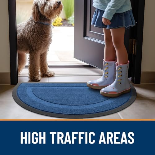 OLANLY Half Circle Front Door Mat Outside 29.5x17 All-Season Rubber Doormat