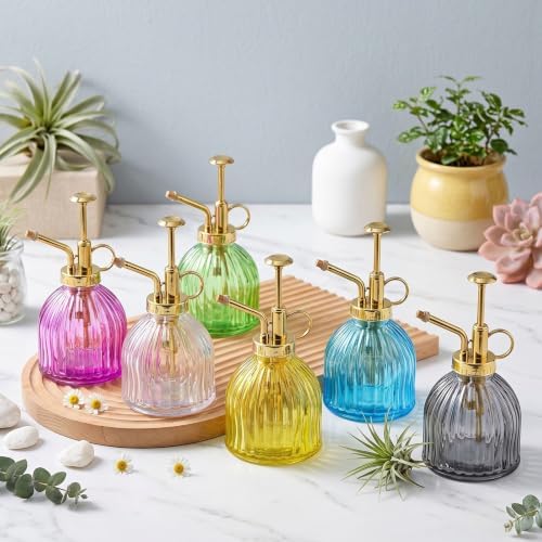 Maxdot 12Pcs Glass Plant Mister Spray Bottle 220ml, Gold Sprayer