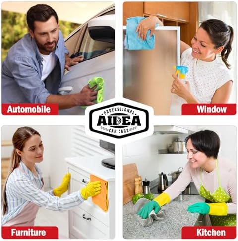 AIDEA Microfiber Cleaning Cloth 12 Pack, Microfiber Towels for Cars, Soft & Absorbent Cleaning Rags, Premium Lint Free Shop Towels for House, Kitchen, Car, 12inx16in