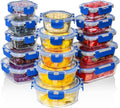 Razab 30 PC Glass Food Storage Containers with Lids - Reusable Glass Meal Prep Containers for Lunch and Leftovers - Airtight & Leakproof Snap Locking Lids - Oven, Freezer, Microwave, Dishwasher Safe