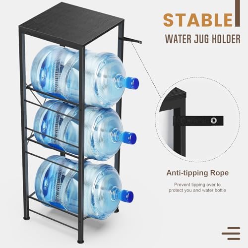 Housolution 3-tier 5 Gallon Water Jug Holder with Storage Shelve