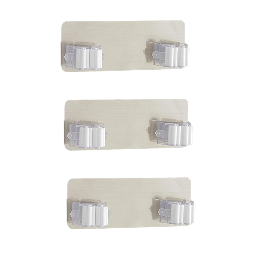 3 Pcs Broom and Mop Grippers Wall Hook Self (3 Count)