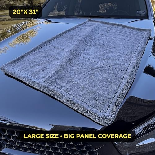 Sleek Max Dry 2K - 2000GSM Microfiber Car Drying Towel, 20x31in, Black