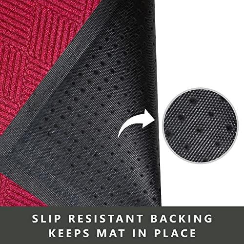 Envelor Commercial Floor Mat Entrance Large Door Indoor Entry Rug Low Profile Doormat Heavy Duty Entryway Outdoor Rug, Chevron, 48 x 72 Inches, Maroon Chevron - Maroon