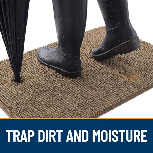 OLANLY Dog Door Mat for Muddy Paws 24x16, Super Absorbent Chenille Mud Mat