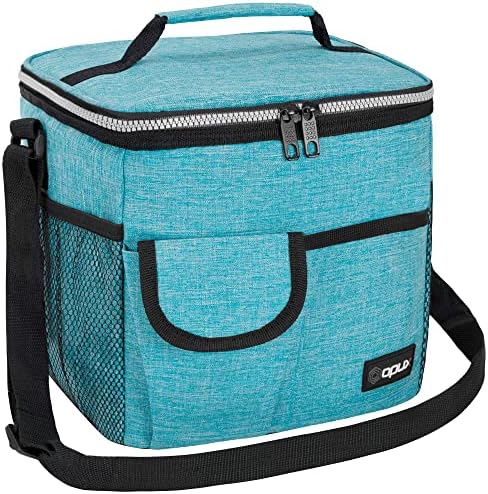 opux Insulated Lunch Box Adult, 18 Can Leakproof Cooler Bag Kid, Sea Blue