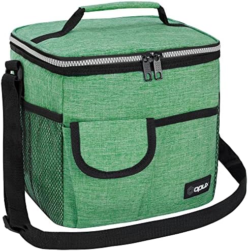 opux Insulated Lunch Box Adult, 18 Can Leakproof Cooler Bag Kid, Green
