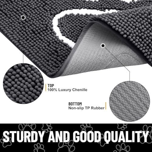 Smiry Dog Door Mat for Muddy Paws, Absorbent Non Slip Dirt Trapper, 24x16