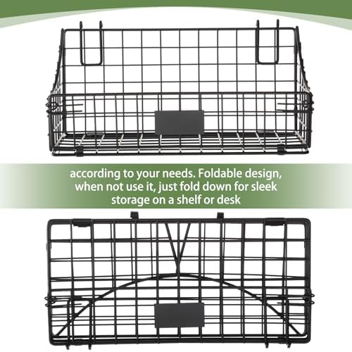 Blulu 4 Pcs Grid Wall Baskets, Wire with Hooks for Hanging, 11 x 6 x 5 Inch