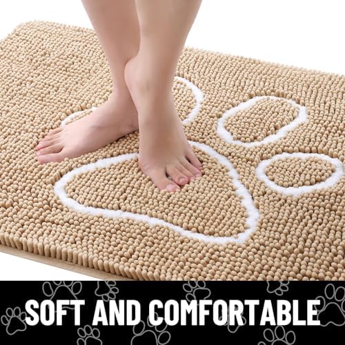 Smiry Dog Door Mat for Muddy Paws, Absorbent Non Slip Dirt Trapper, 45x27