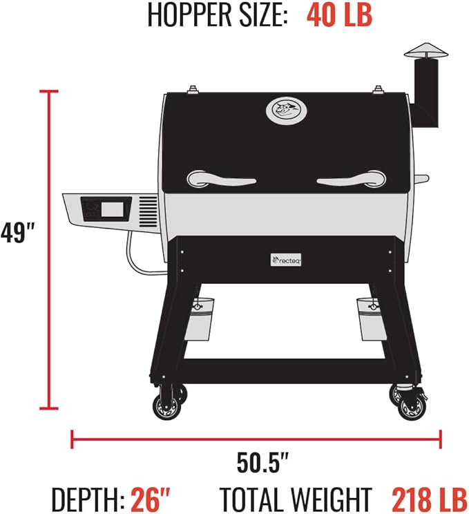 recteq Pellet Grill Smoker - Flagship 1600, Wood Pellet Smoker, BBQ, Wi-Fi Smart Grill, 1667 Sq. In. Cook Space, 40 lb Hopper