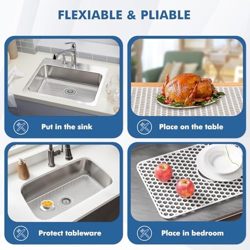Bestjing Silicone Sink Protectors for Kitchen Sink-30"x 16" Center Drain