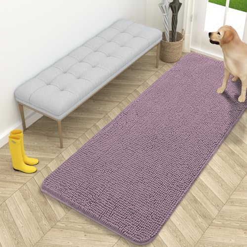 OLANLY Dog Door Mat for Muddy Paws 59x24, Super Absorbent Chenille Mud Mat