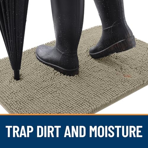 OLANLY Dog Door Mat for Muddy Paws 47x17, Super Absorbent Chenille Mud Mat