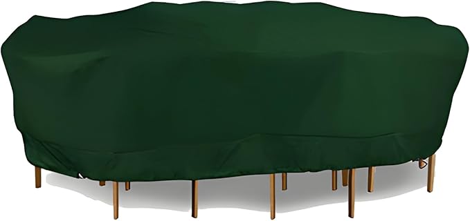 Eevelle Meridian Patio Oval Table Set Cover with Marine Grade Fabric - Outdoor Table Cover - Furniture Set Covers for Dining Table - Easy to Install - (25.5"H x 108"L x 82"W, Hunter Green)