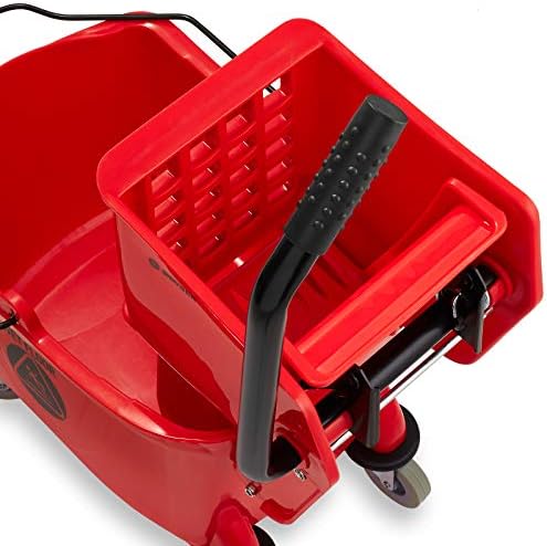 Dryser Commercial Mop Bucket with Side Press Wringer, 26 Quart, Red