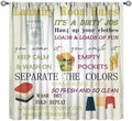 JESTRONRY Laundry Room Theme Curtains, Wash Dry Fold Repeat Print Fabric Window Treatments Kitchen Bathroom Curtain, Home Decor Rod Pocket Window Drapes 63x63 Inch Blackout