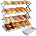 4 Tier Collapsible Cooling Rack, 2/3/4-Tier Upgraded,Adjustable ＆ Stackable Baking Rack, 5 Modes Cooling Racks for Cooking and Baking, Roasting ＆ Grilling Gifts for Picnic Party