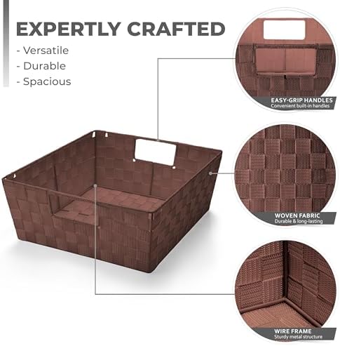 Sorbus Baskets for Organizing, Woven Storage Set (3 Piece Set, Chocolate)